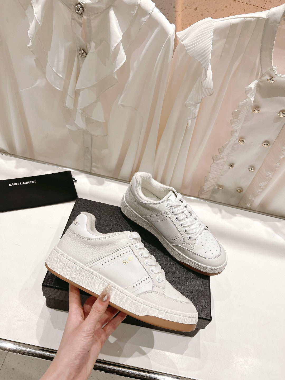 SL SL/61 SNEAKERS WHITE PERFORATED CALFSKIN - 35