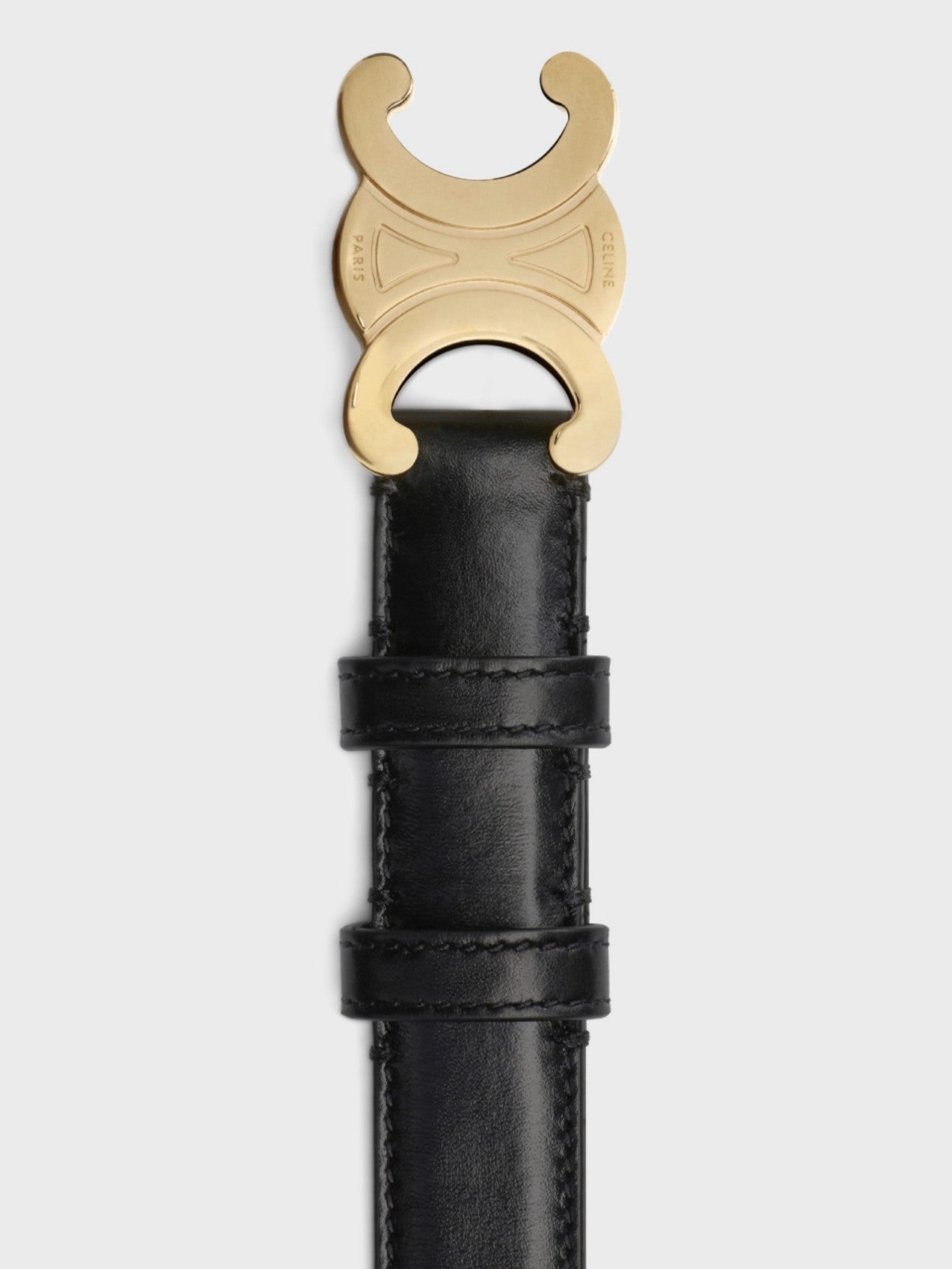 Medium Triomphe Belt 25mm Black Calfskin Ghw - 30