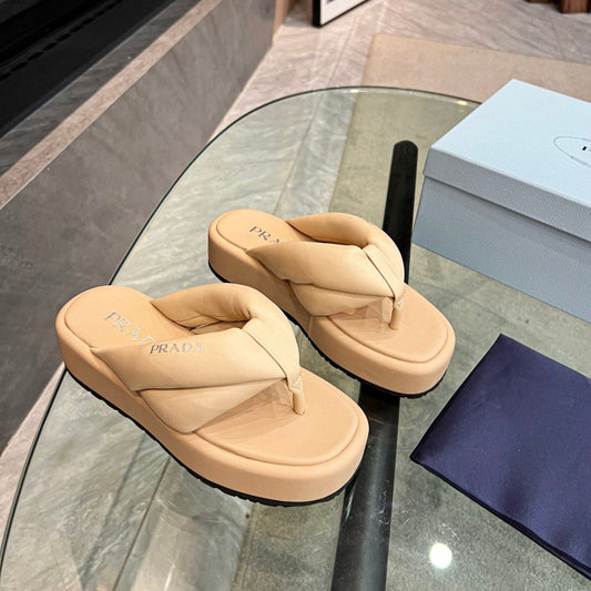 PRA THONG FLATFORM SANDALS TUSCAN LAMBSKIN - 35