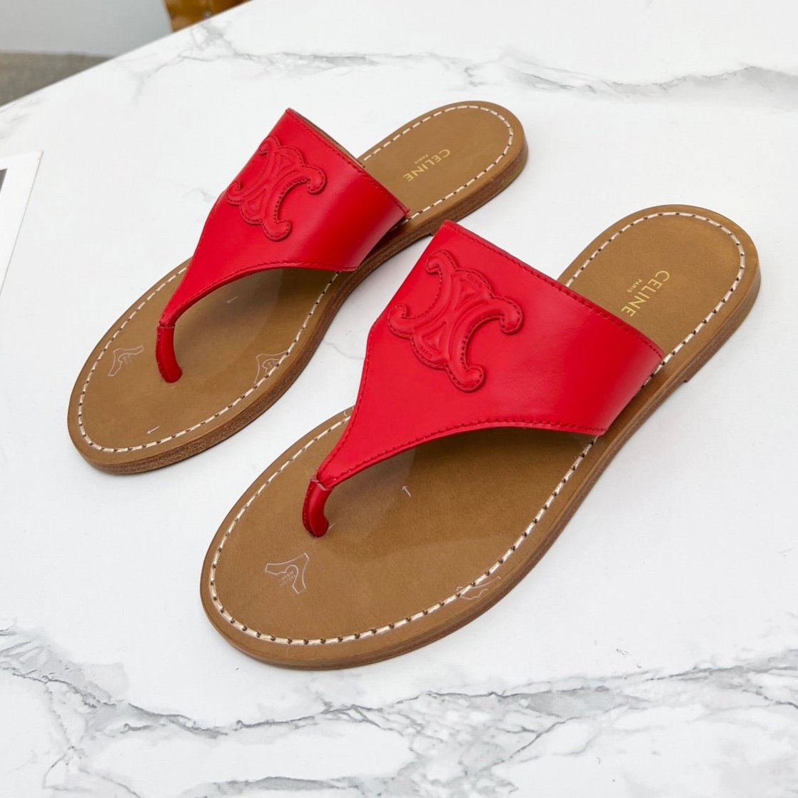 THONG MULE IN CHERRY RED CALFSKIN - 35