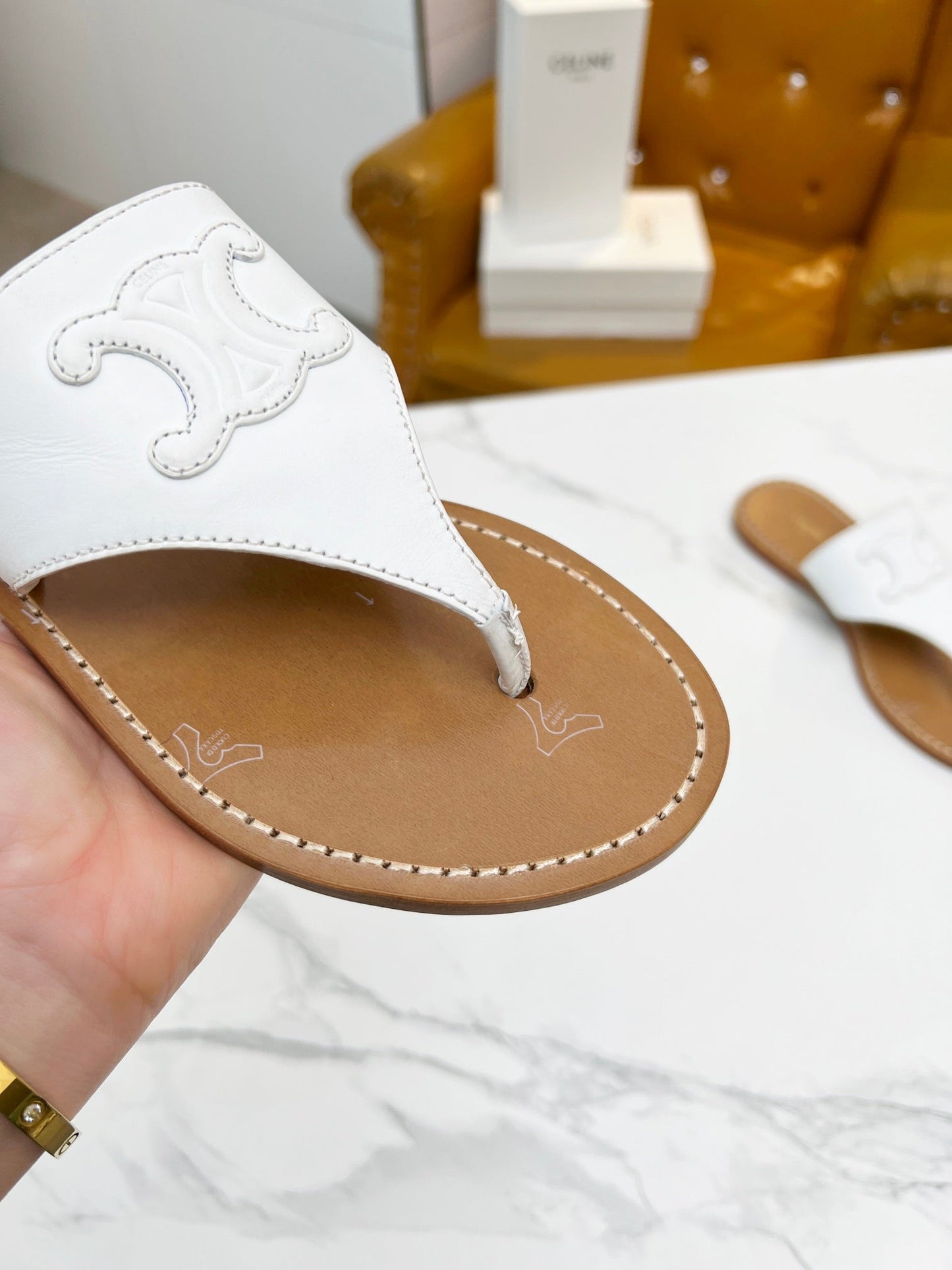 THONG MULE IN WHITE CALFSKIN - 35