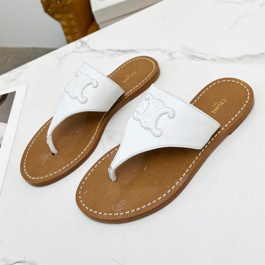 THONG MULE IN WHITE CALFSKIN - 35