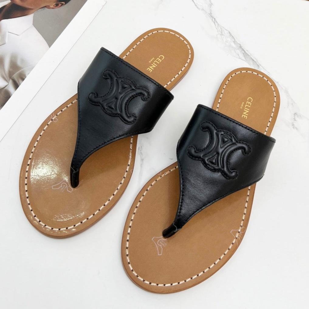 THONG MULE IN BLACK CALFSKIN - 35