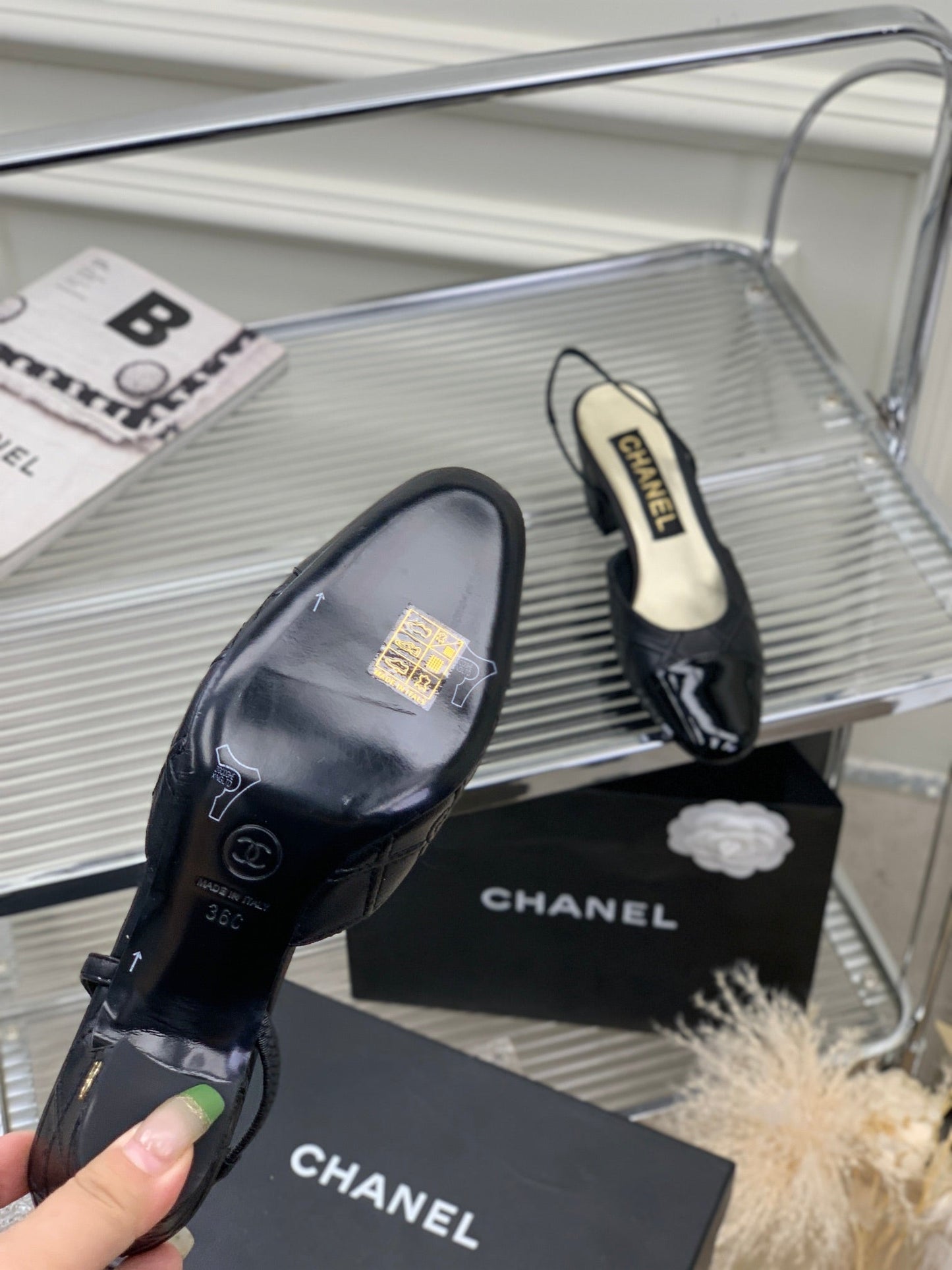 HIGH SLINGBACKS 65 BLACK CALFSKIN - 35