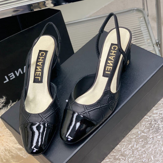 HIGH SLINGBACKS 65 BLACK CALFSKIN - 35