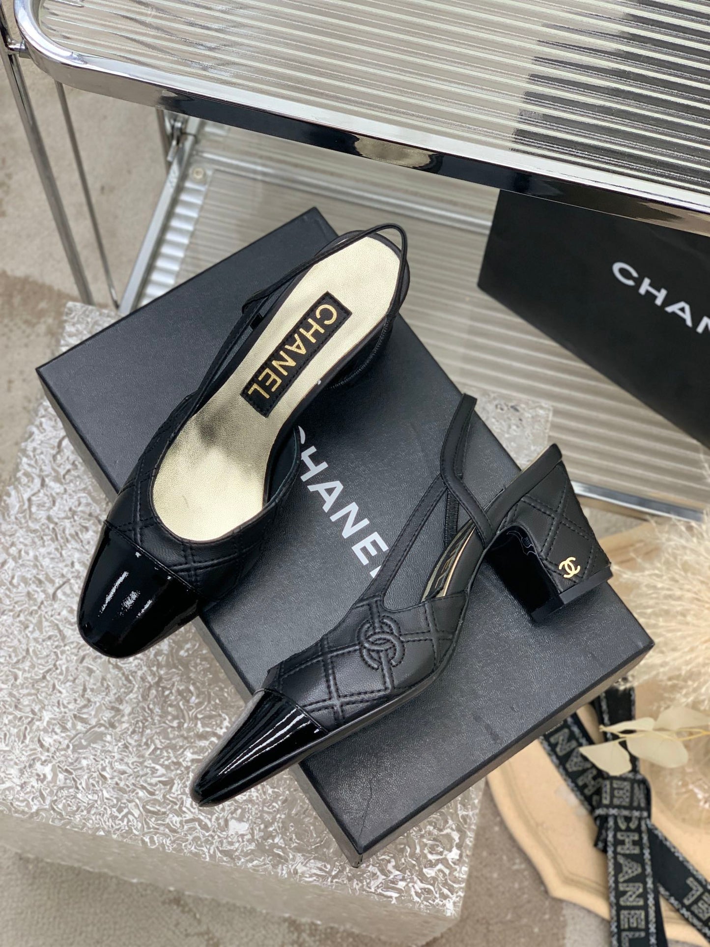HIGH SLINGBACKS 65 BLACK CALFSKIN - 35