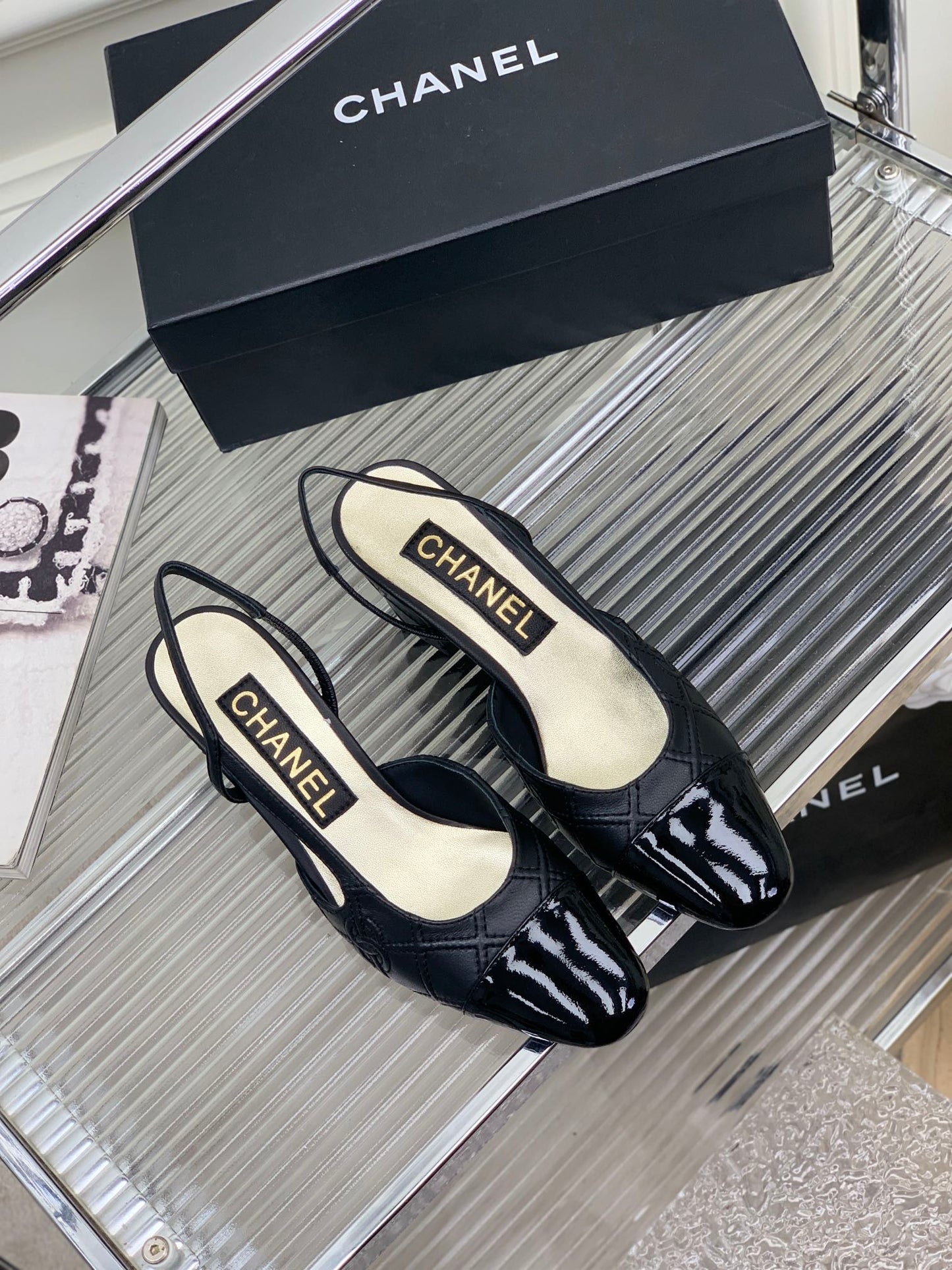 HIGH SLINGBACKS 65 BLACK CALFSKIN - 35