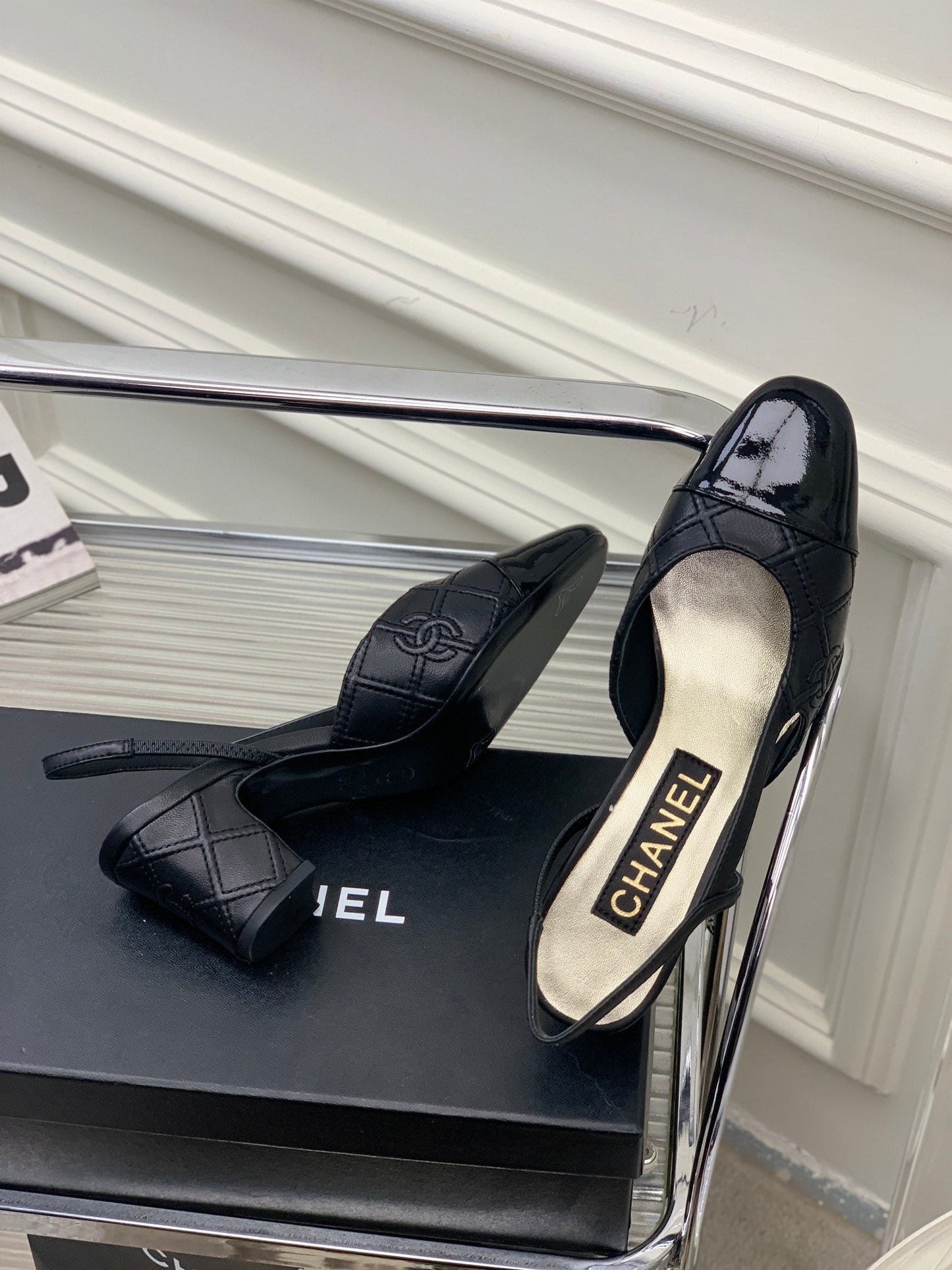 HIGH SLINGBACKS 65 BLACK CALFSKIN - 35