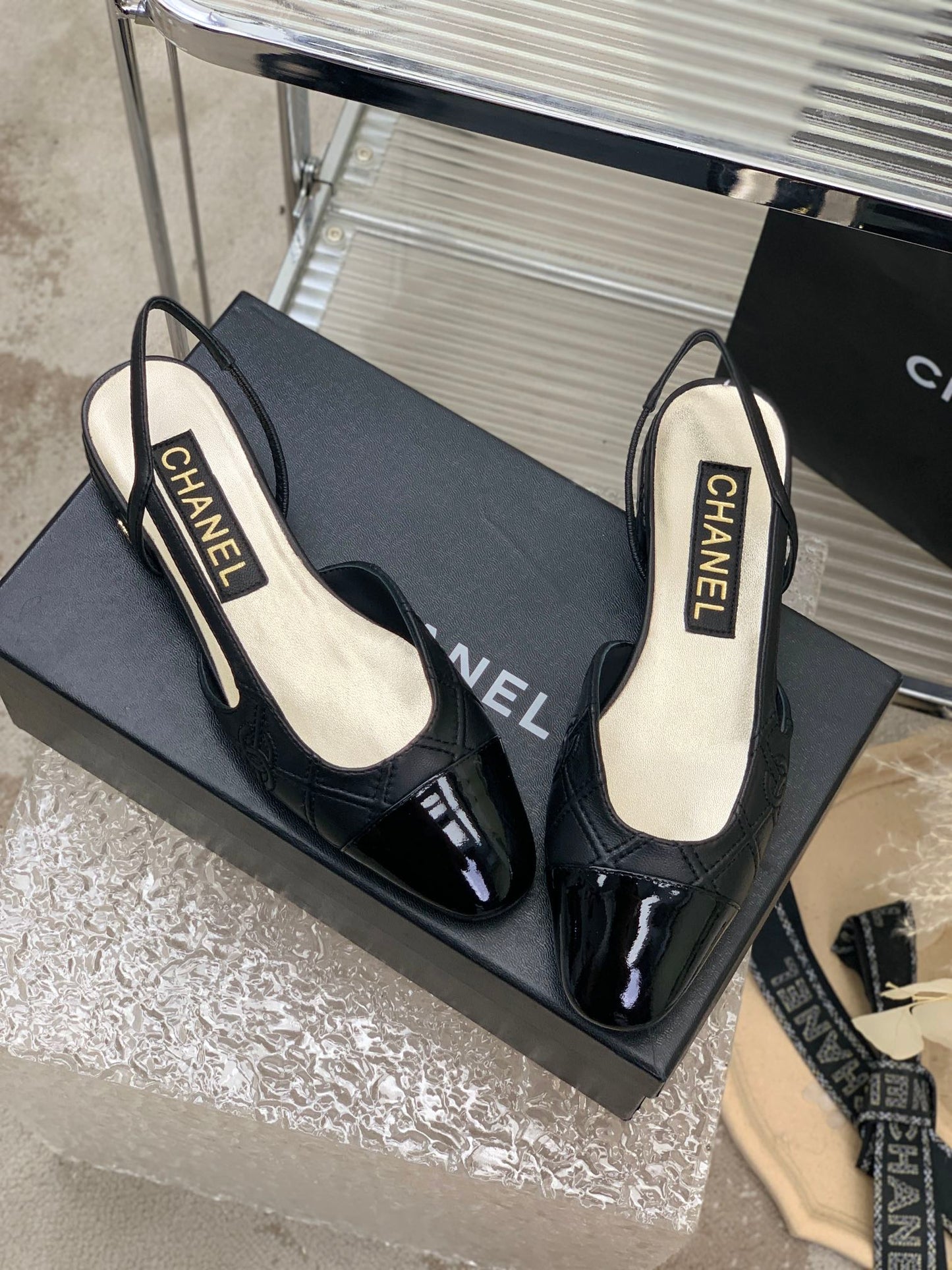 SLINGBACKS 20 BLACK CALFSKIN - 35