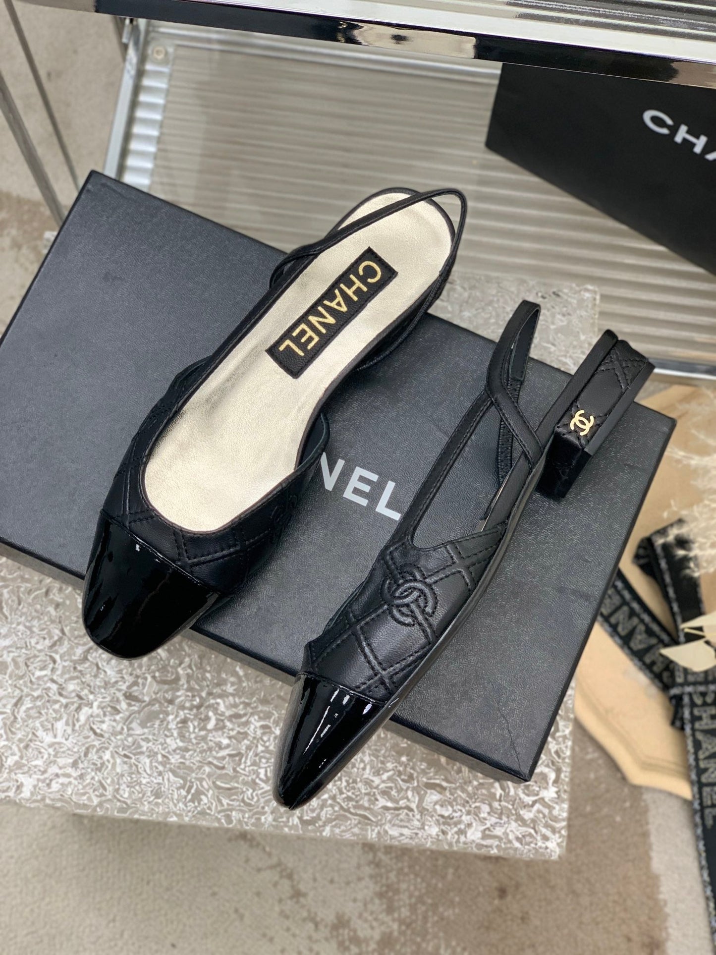 SLINGBACKS 20 BLACK CALFSKIN - 35