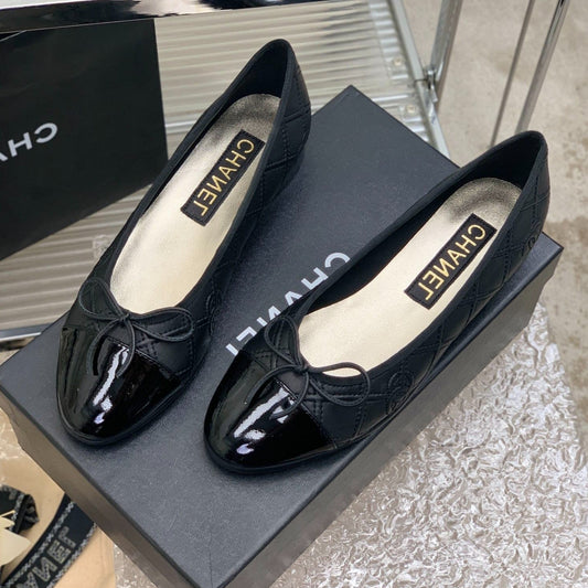 BALLET FLAT GLOSSY BLACK LAMBSKIN - 35