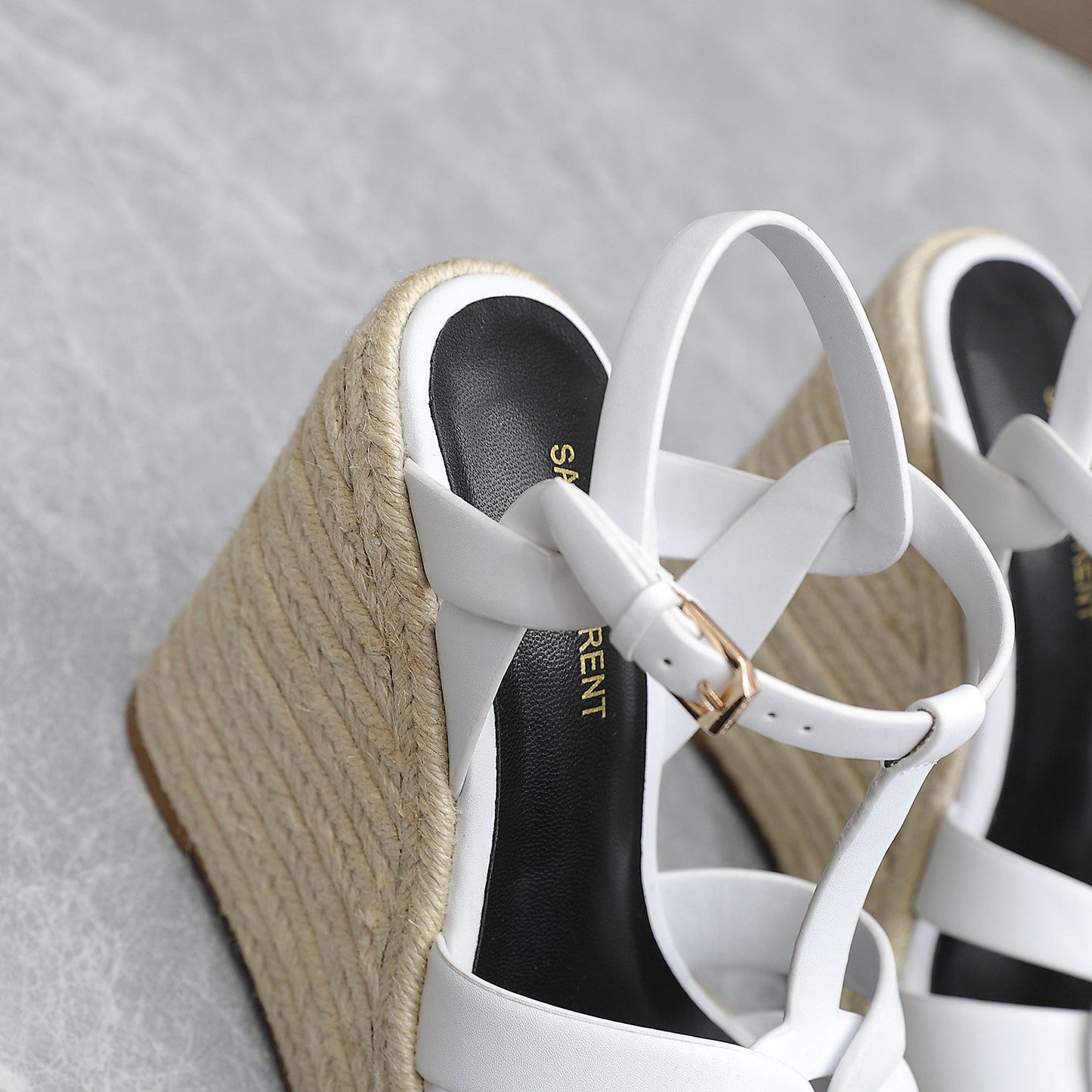 SL TRIBUTE WEDGE SANDALS WHITE CALFSKIN - 35