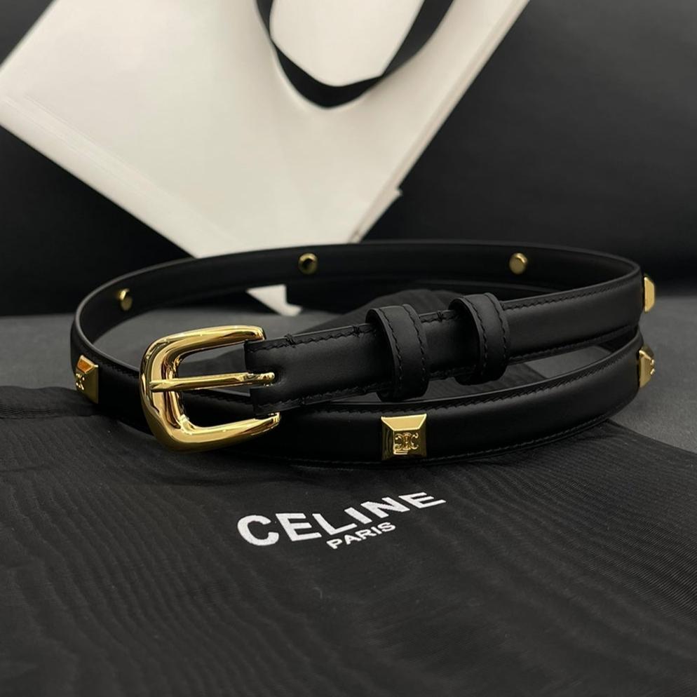 CL SMALL 18 MM TRIOMPHE BELT IN TAURILLON BLACK LEATHER GOLD HARDWARE - 30