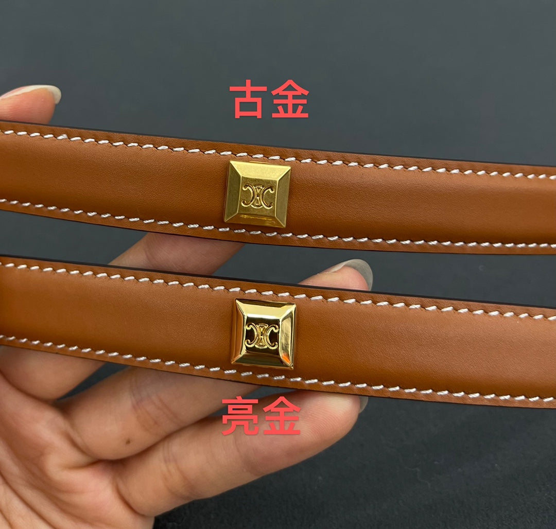 CL SMALL 18 MM TRIOMPHE BELT IN TAURILLON BRONZE BROWN LEATHER GOLD HARDWARE - 30