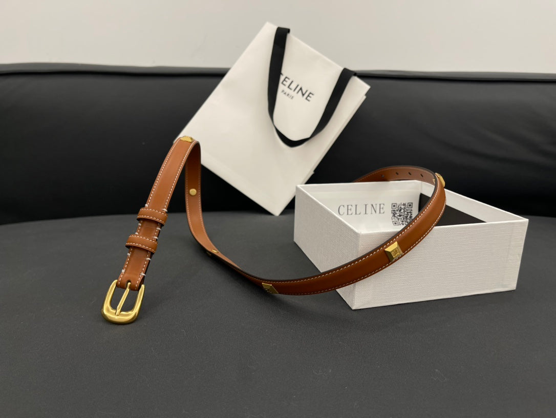 CL SMALL 18 MM TRIOMPHE BELT IN TAURILLON BRONZE BROWN LEATHER GOLD HARDWARE - 30