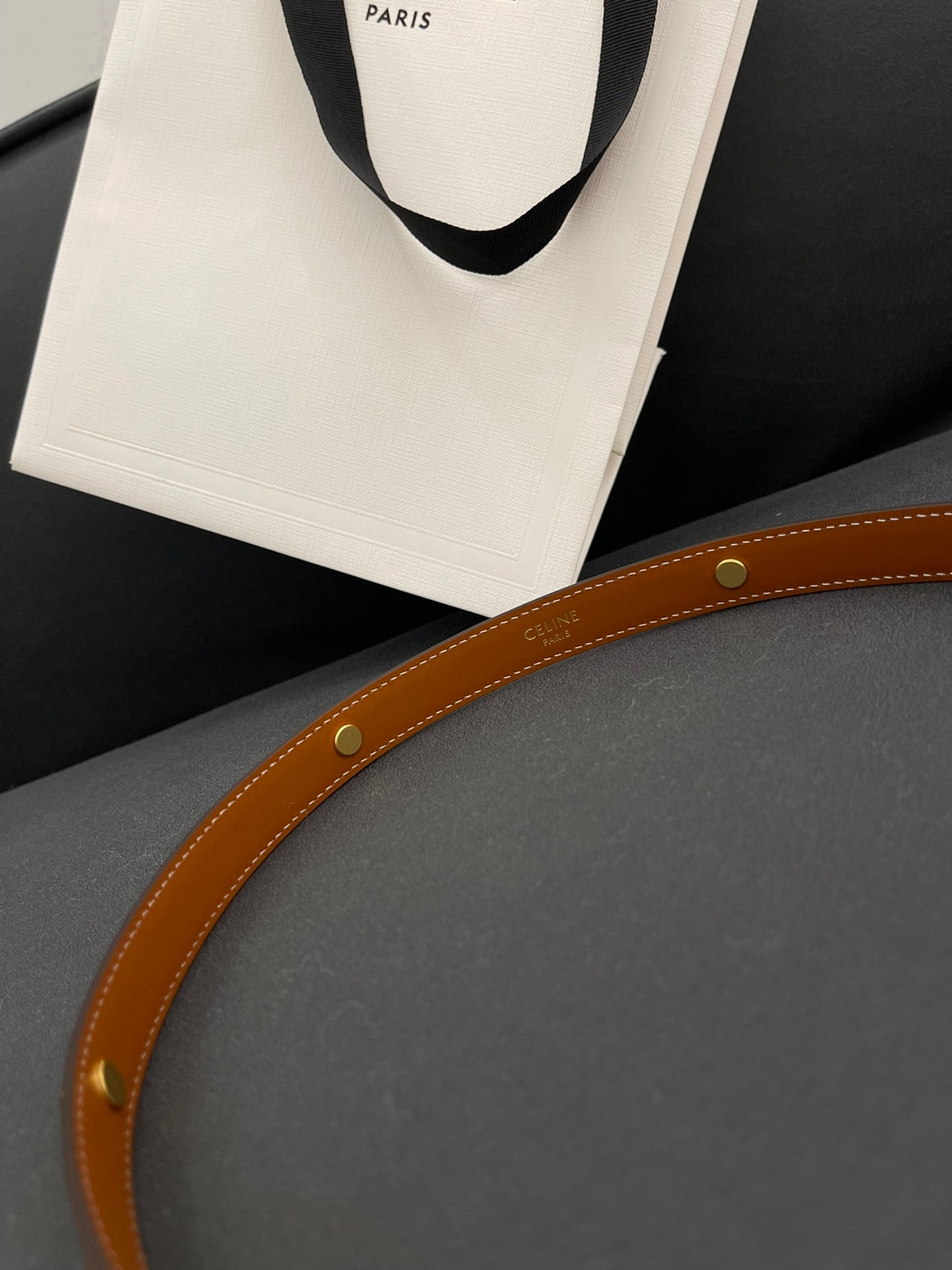 CL SMALL 18 MM TRIOMPHE BELT IN TAURILLON BRONZE BROWN LEATHER GOLD HARDWARE - 30