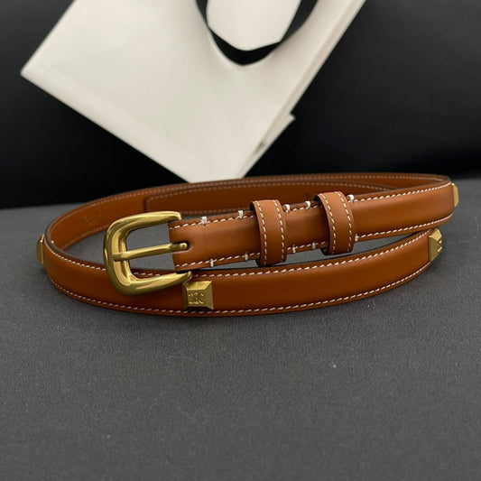 CL SMALL 18 MM TRIOMPHE BELT IN TAURILLON BRONZE BROWN LEATHER GOLD HARDWARE - 30