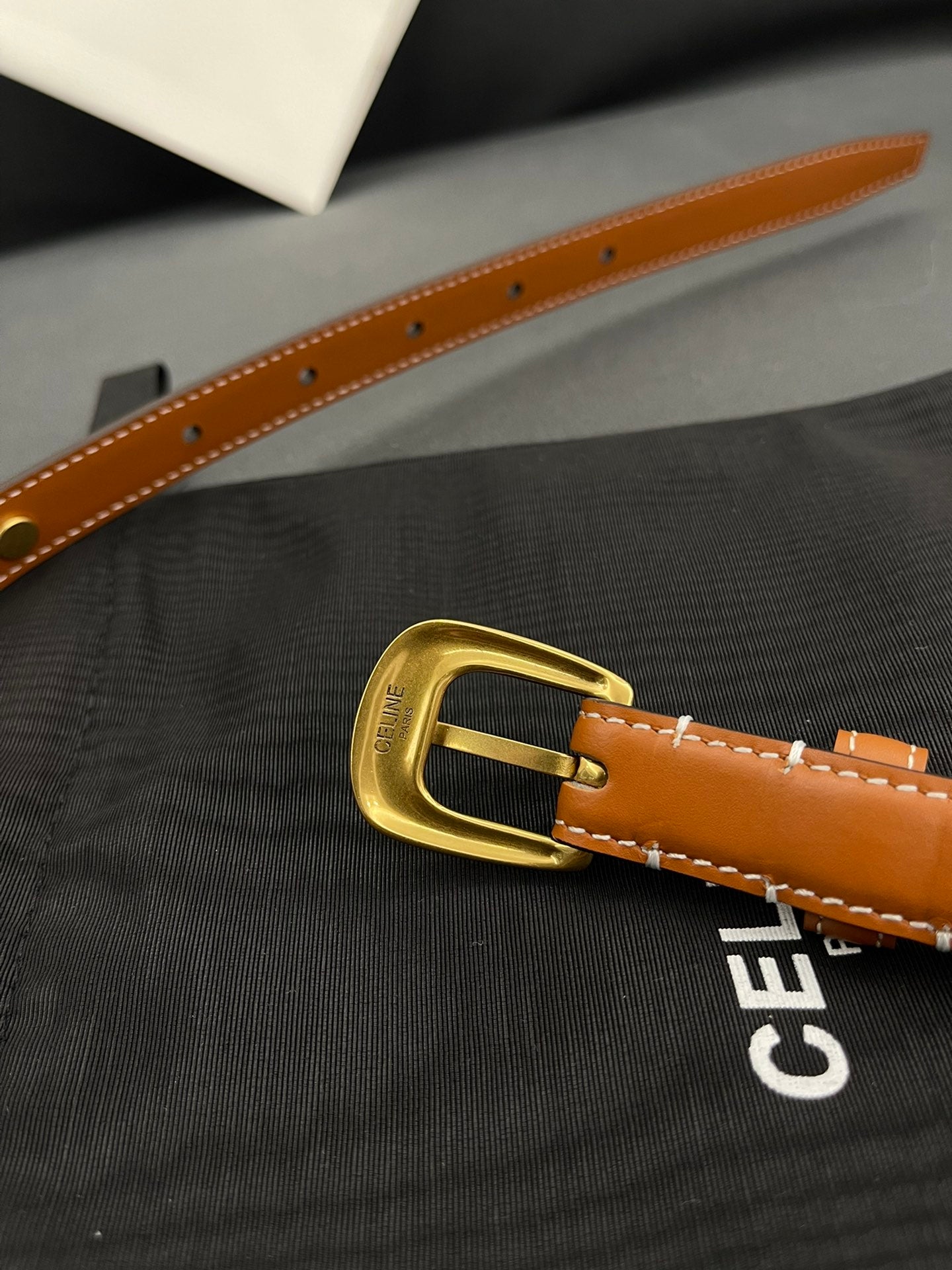 CL SMALL 18 MM TRIOMPHE BELT IN TAURILLON BRONZE BROWN LEATHER GOLD HARDWARE - 30