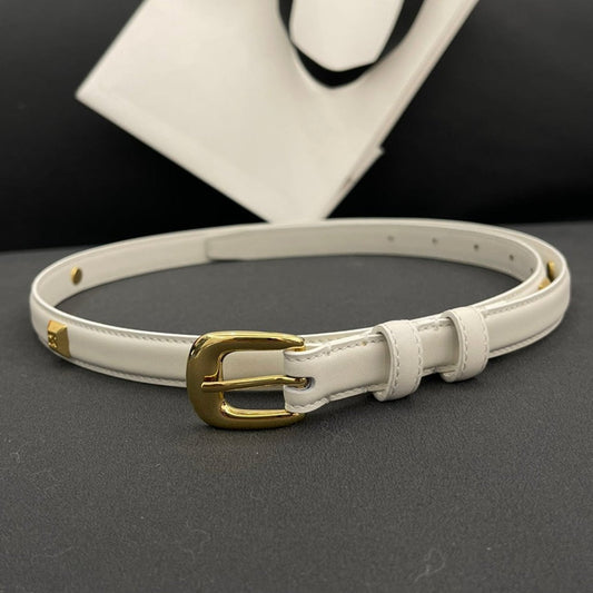 CL SMALL 18 MM TRIOMPHE BELT IN TAURILLON WHITE LEATHER GOLD HARDWARE - 30