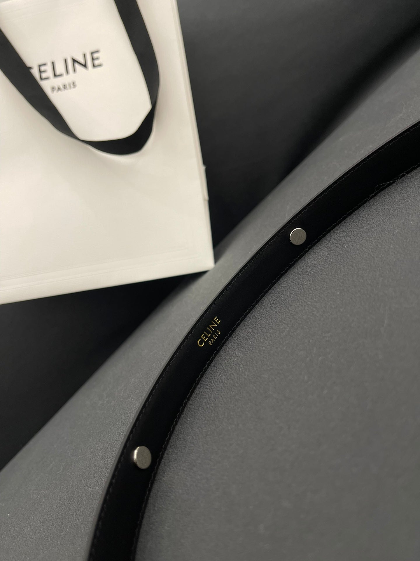 CL SMALL 18 MM TRIOMPHE BELT IN TAURILLON BLACK LEATHER SILVER HARDWARE - 30