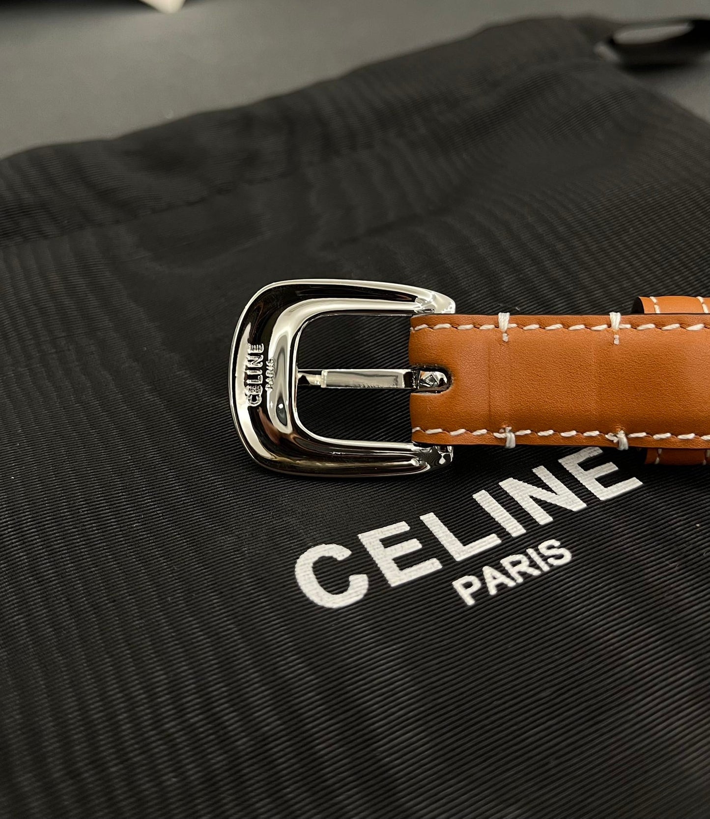 CL SMALL 18 MM TRIOMPHE BELT IN TAURILLON BRONZE BROWN LEATHER SILVER HARDWARE - 30
