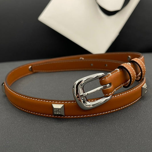 CL SMALL 18 MM TRIOMPHE BELT IN TAURILLON BRONZE BROWN LEATHER SILVER HARDWARE - 30