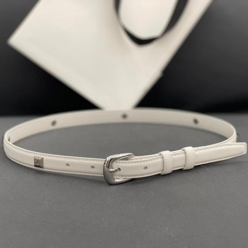 CL SMALL 18 MM TRIOMPHE BELT IN TAURILLON WHITE LEATHER SILVER HARDWARE - 30