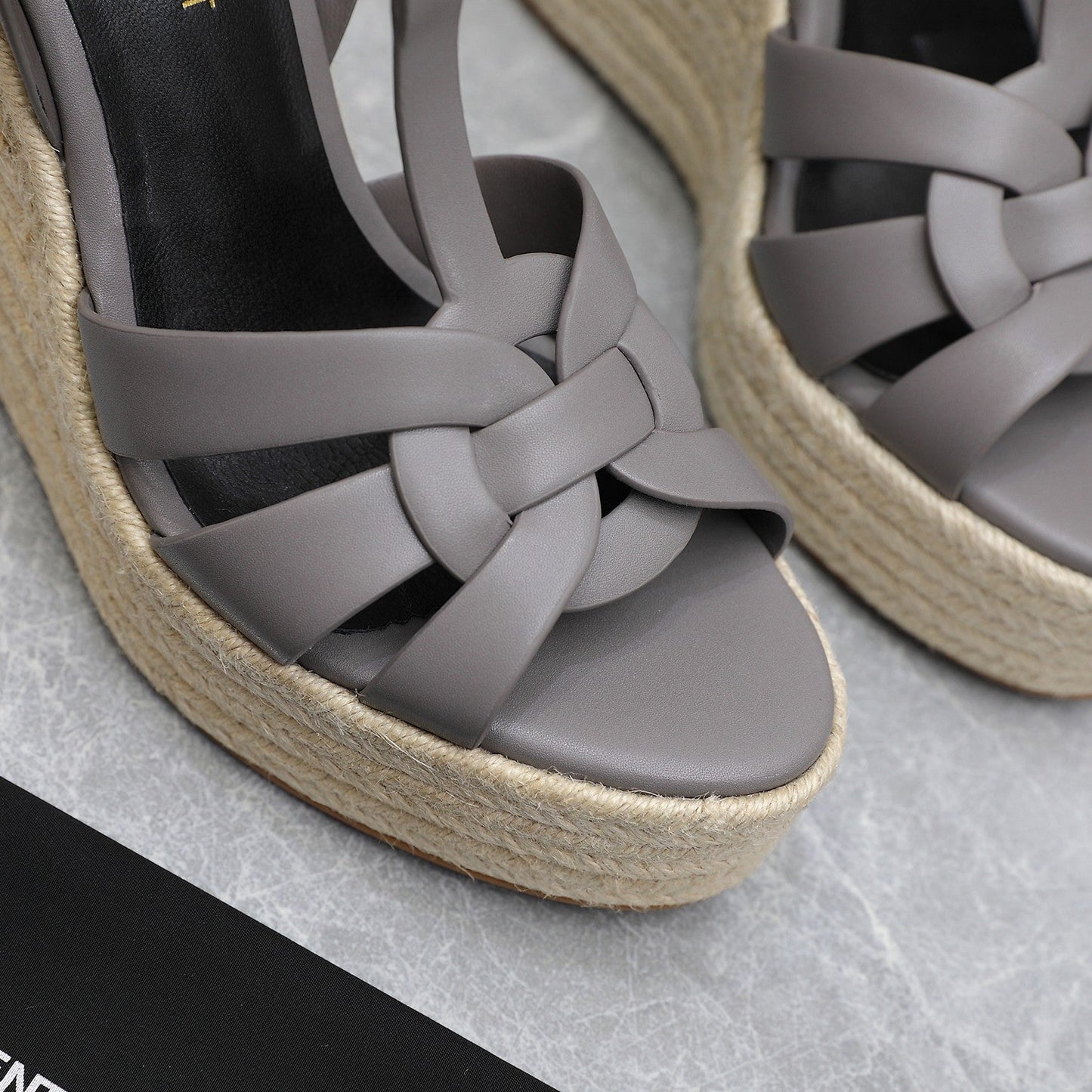 SL TRIBUTE WEDGE SANDALS FOSSIL CALFSKIN - 35