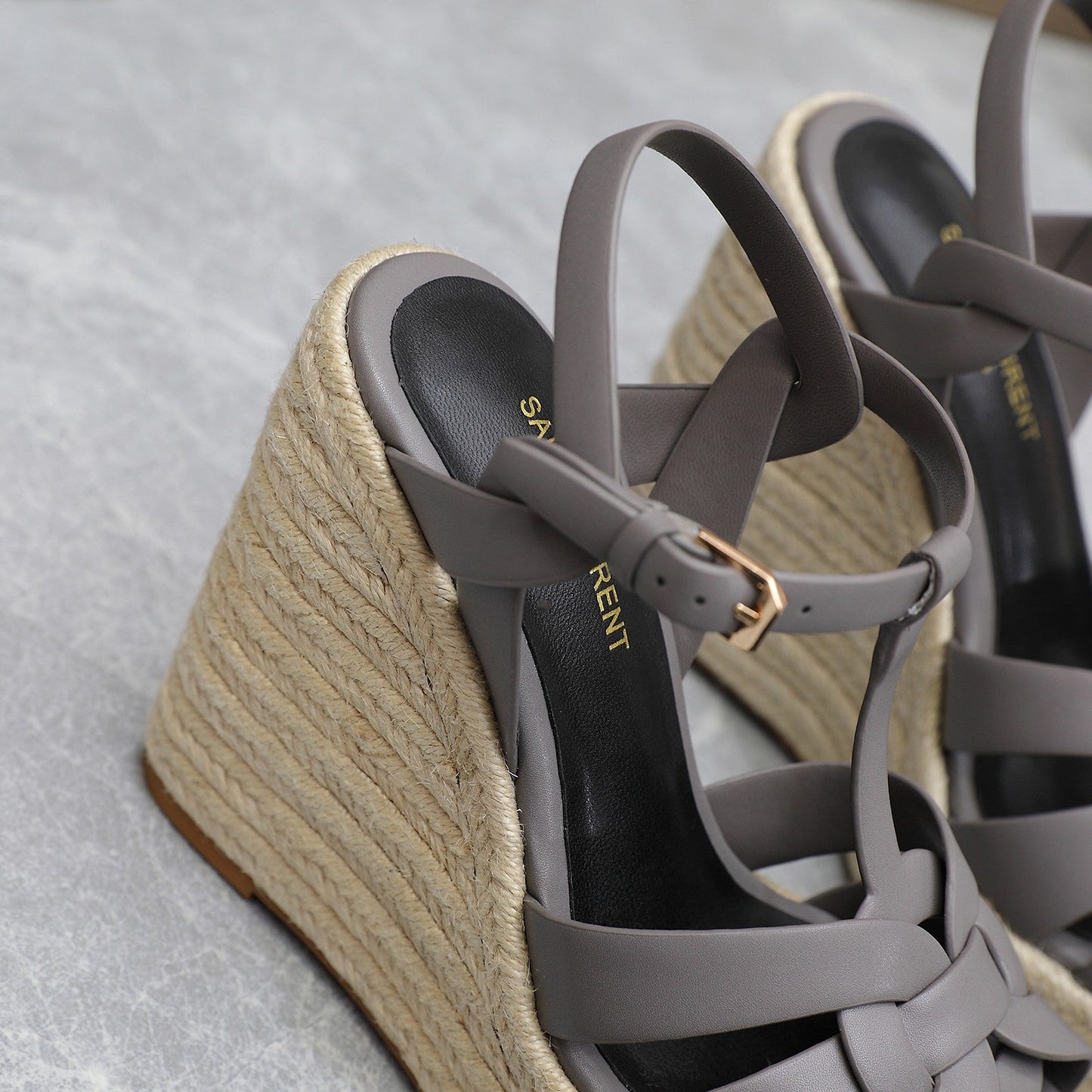 SL TRIBUTE WEDGE SANDALS FOSSIL CALFSKIN - 35