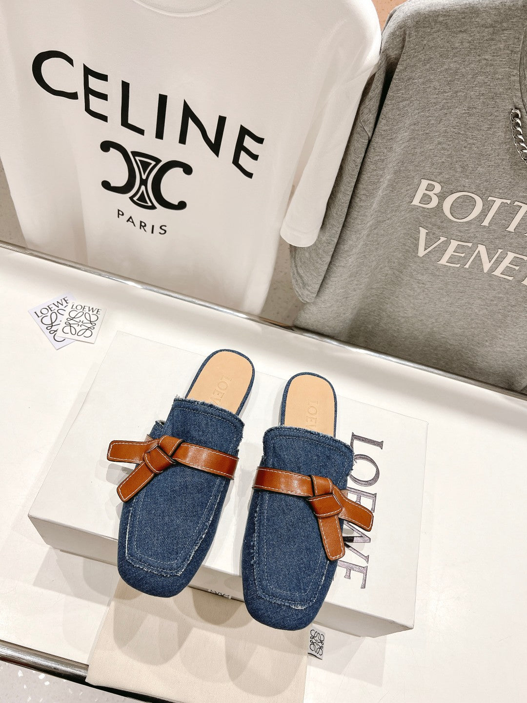 LW GATE BELTED MULE AEGEAN DENIM - 35