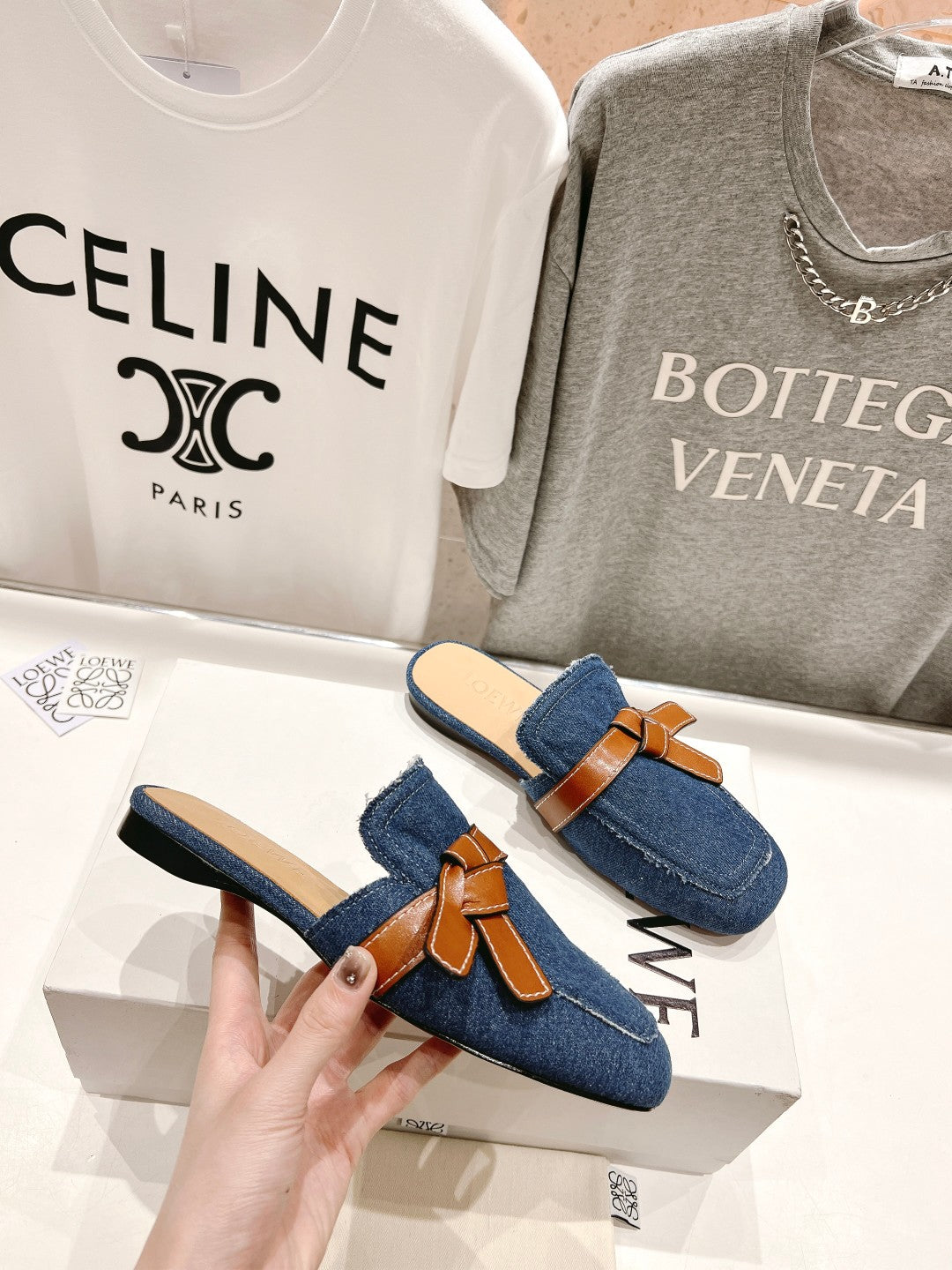 LW GATE BELTED MULE AEGEAN DENIM - 35