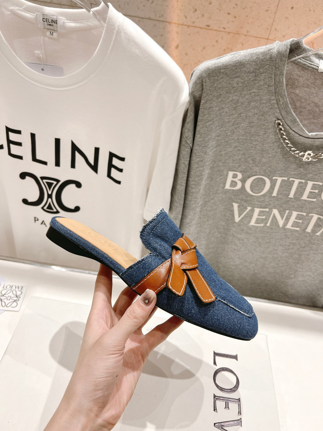 LW GATE BELTED MULE AEGEAN DENIM - 35
