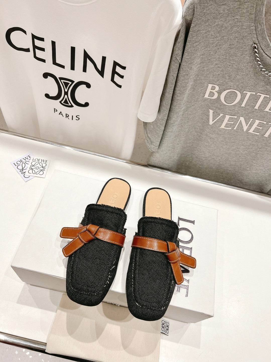 LW GATE BELTED MULE BLACK DENIM - 35