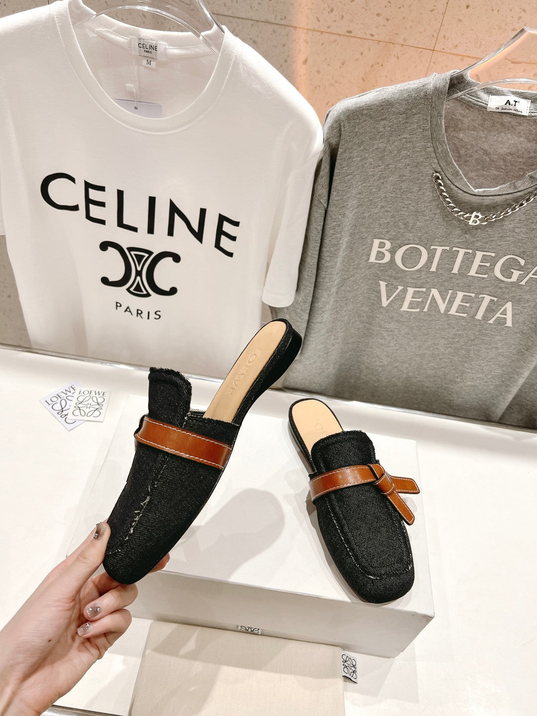 LW GATE BELTED MULE BLACK DENIM - 35