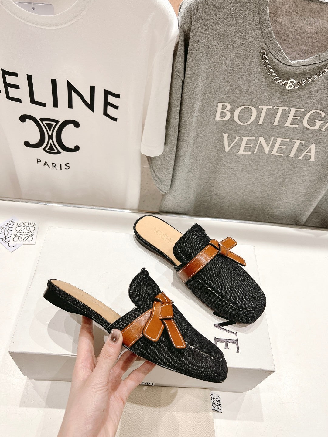LW GATE BELTED MULE BLACK DENIM - 35