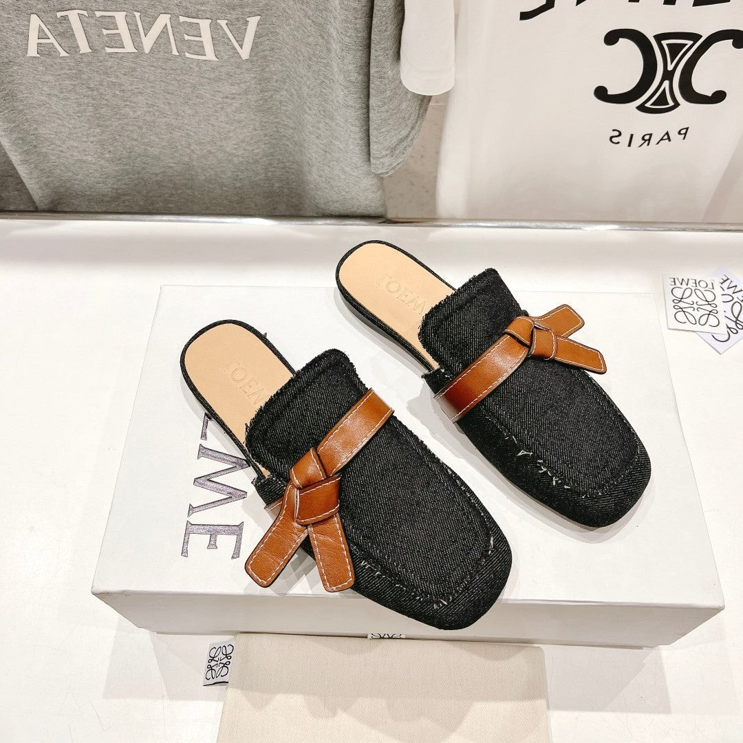 LW GATE BELTED MULE BLACK DENIM - 35