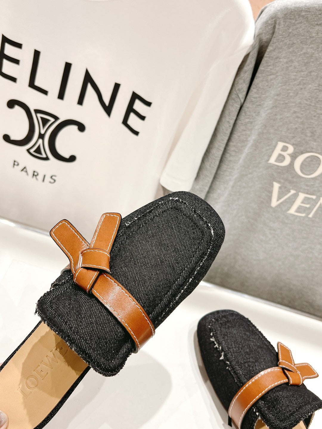 LW GATE BELTED MULE BLACK DENIM - 35