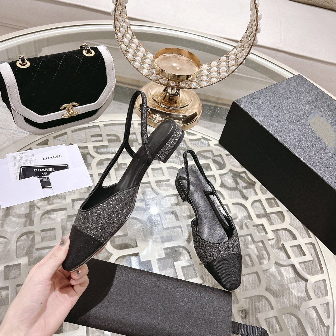 slingback 2.5 glietter grey black grosgrain - 35