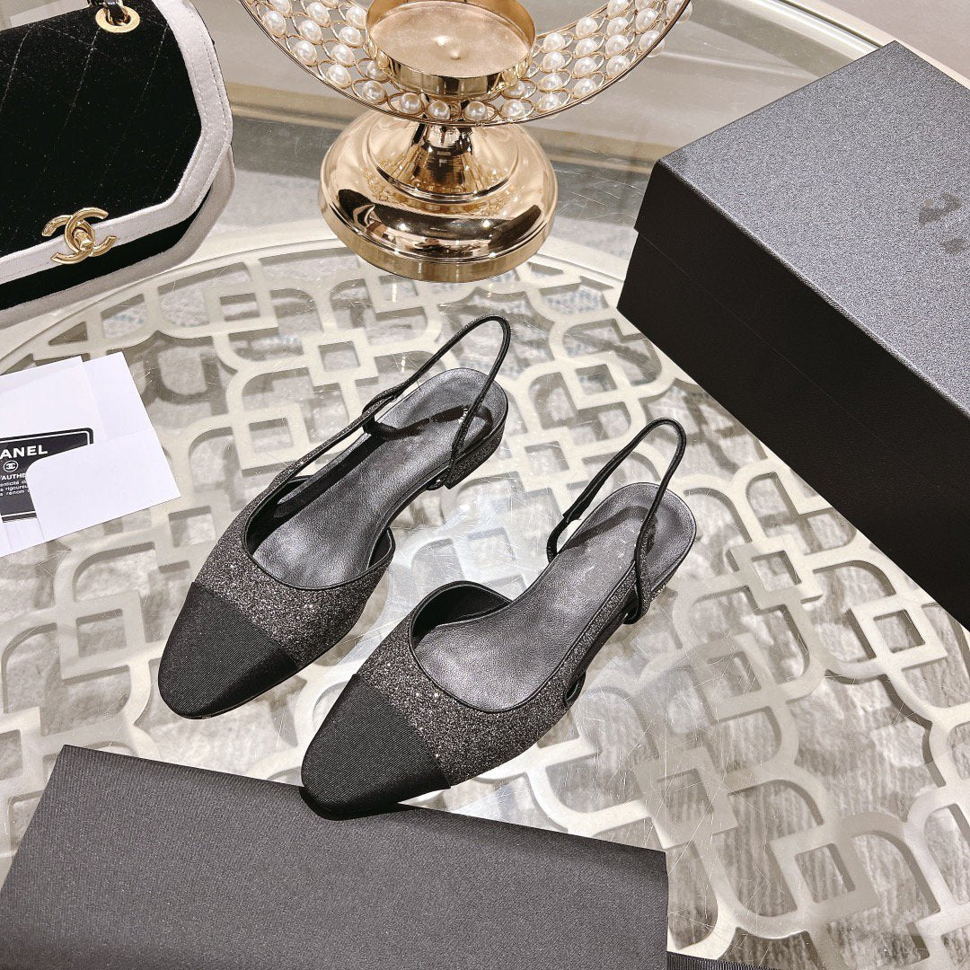 slingback 2.5 glietter grey black grosgrain - 35