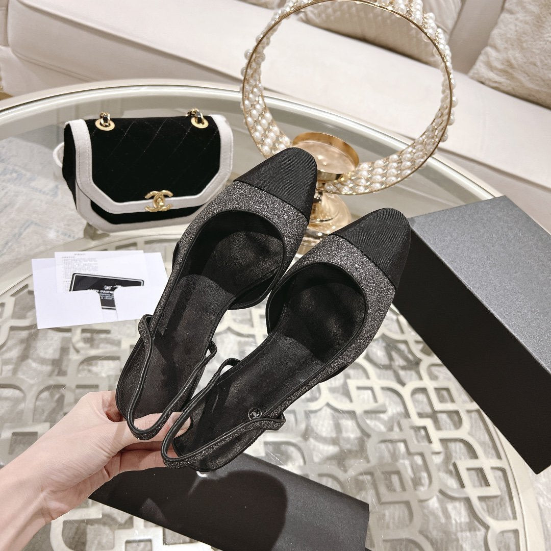 slingback 2.5 glietter grey black grosgrain - 35