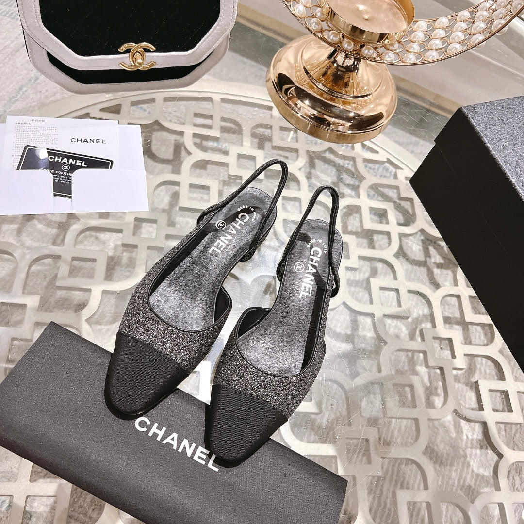 slingback 2.5 glietter grey black grosgrain - 35