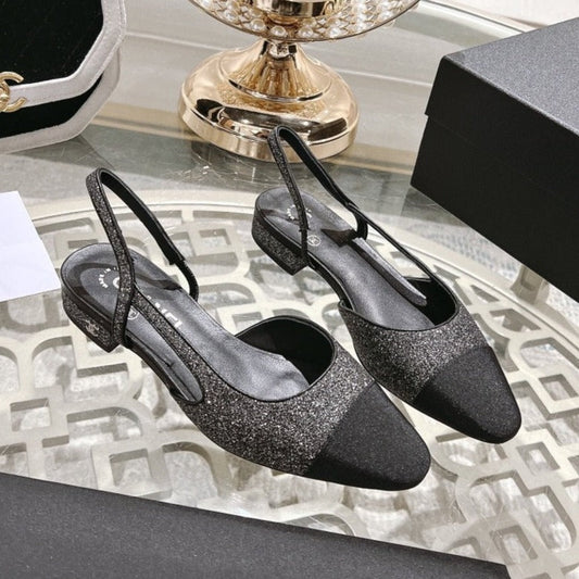 slingback 2.5 glietter grey black grosgrain - 35
