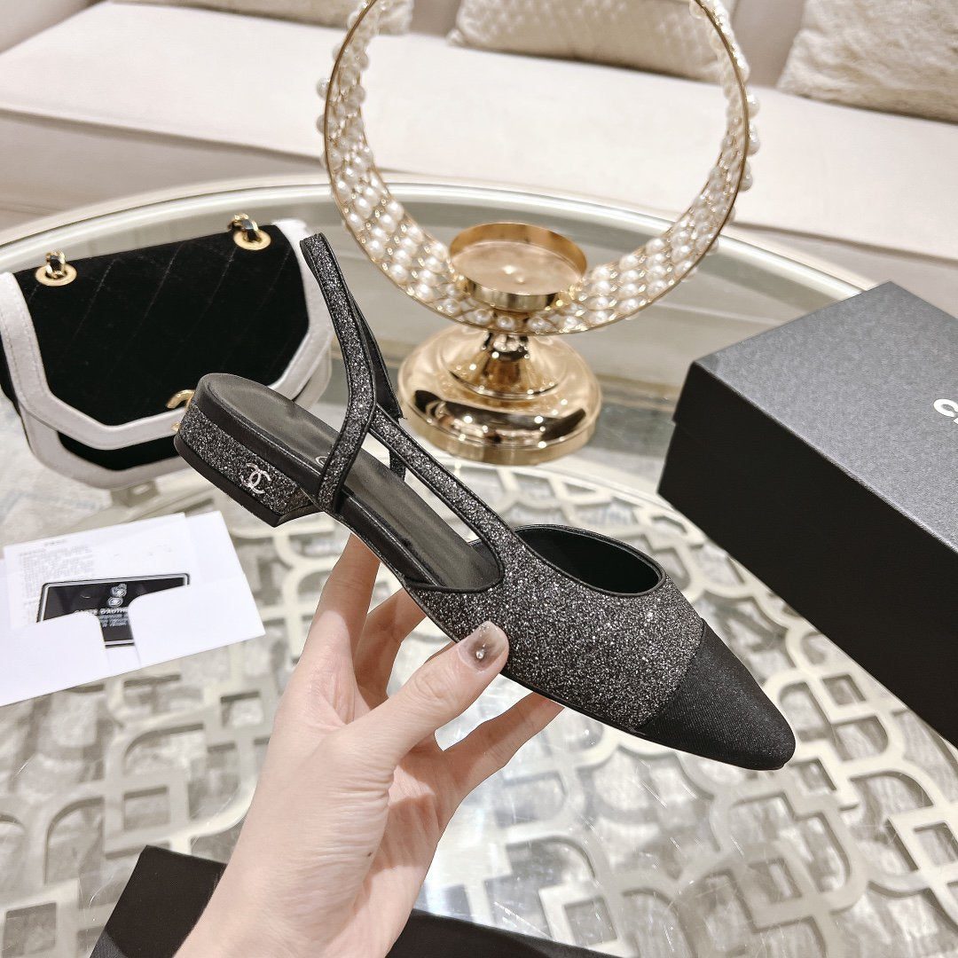 slingback 2.5 glietter grey black grosgrain - 35