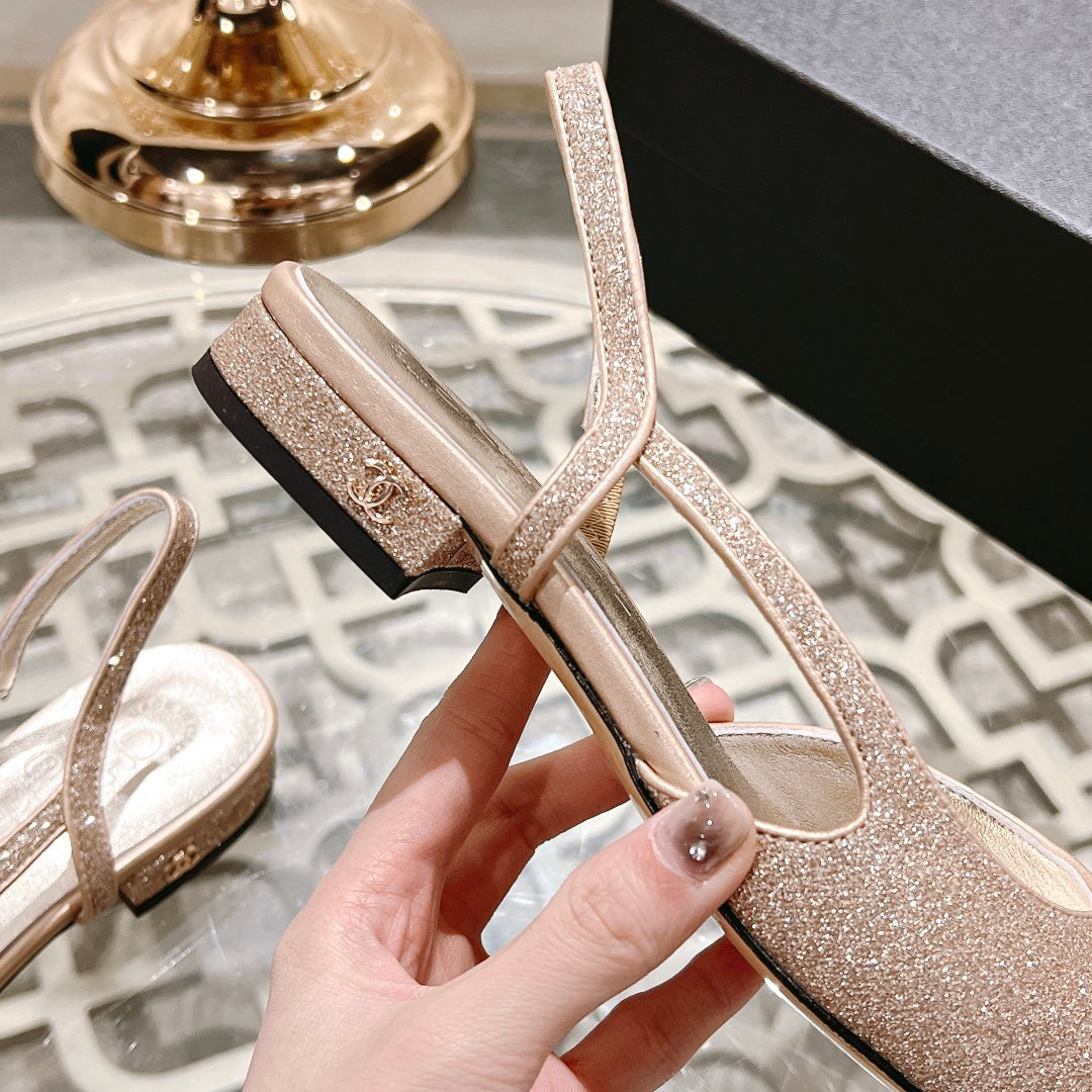 slingback 2.5 glitter ligh pink black grossgain - 35