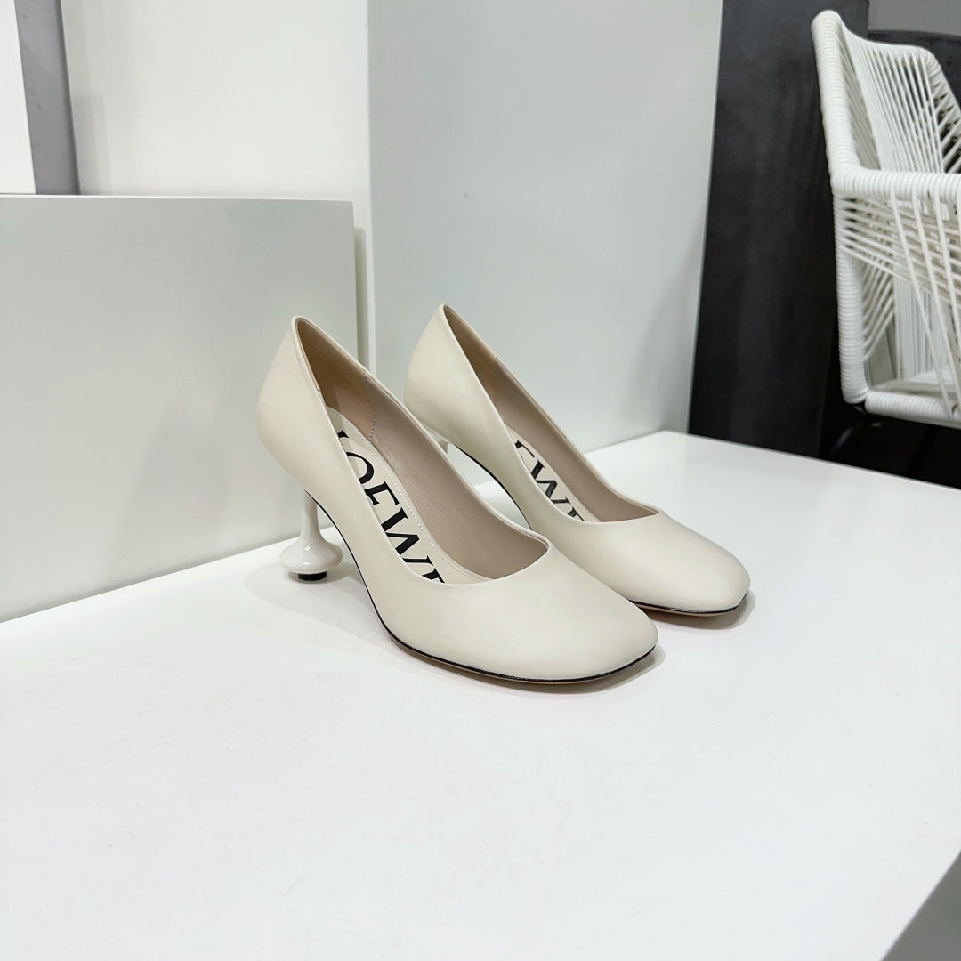 LW TOY PUMP 95 WHITE CALFSKIN - 35