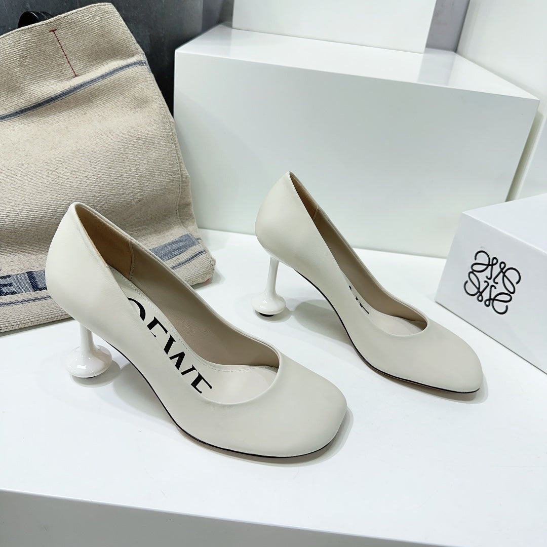 LW TOY PUMP 95 WHITE CALFSKIN - 35