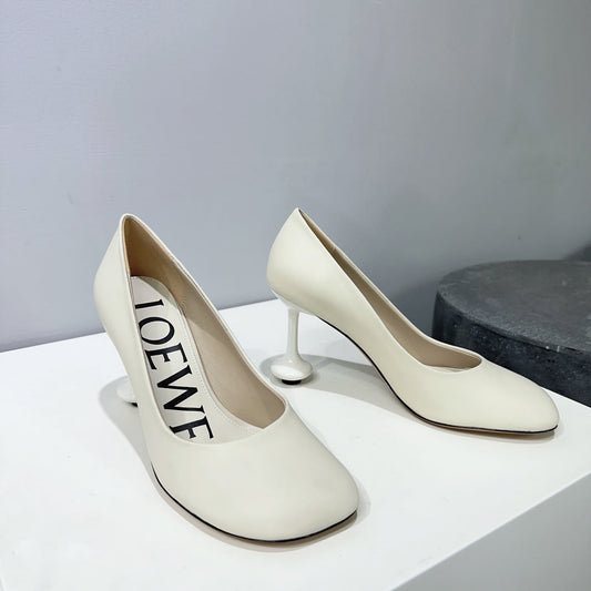 LW TOY PUMP 95 WHITE CALFSKIN - 35
