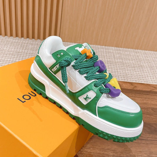 LV Trainer Maxi Sneaker White Mix Green Calfskin - 35