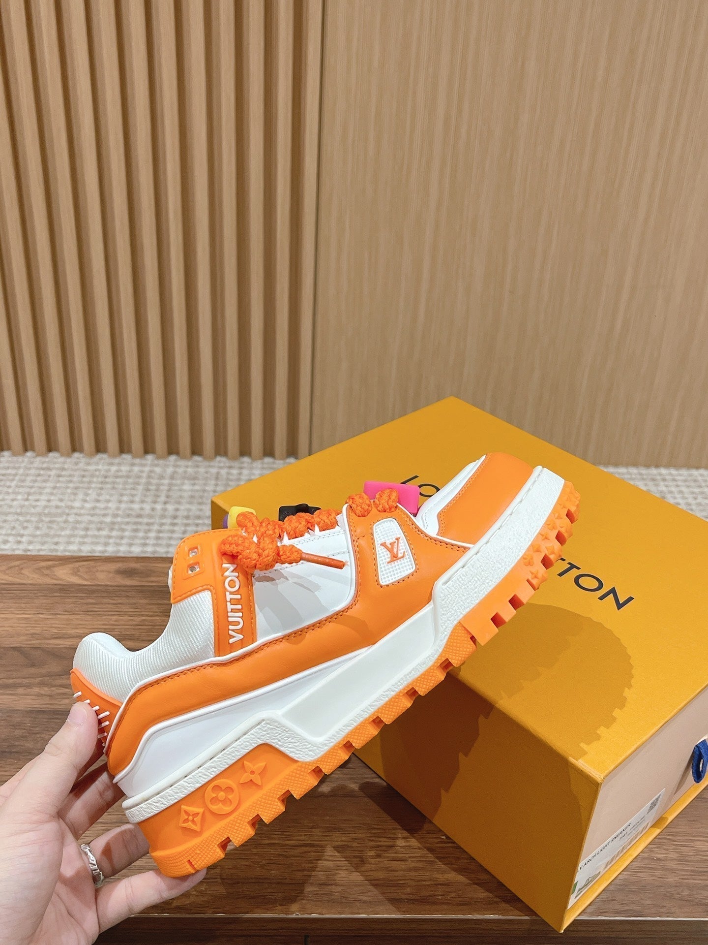 LV Trainer Maxi Sneaker White Mix Orange Calfskin - 35