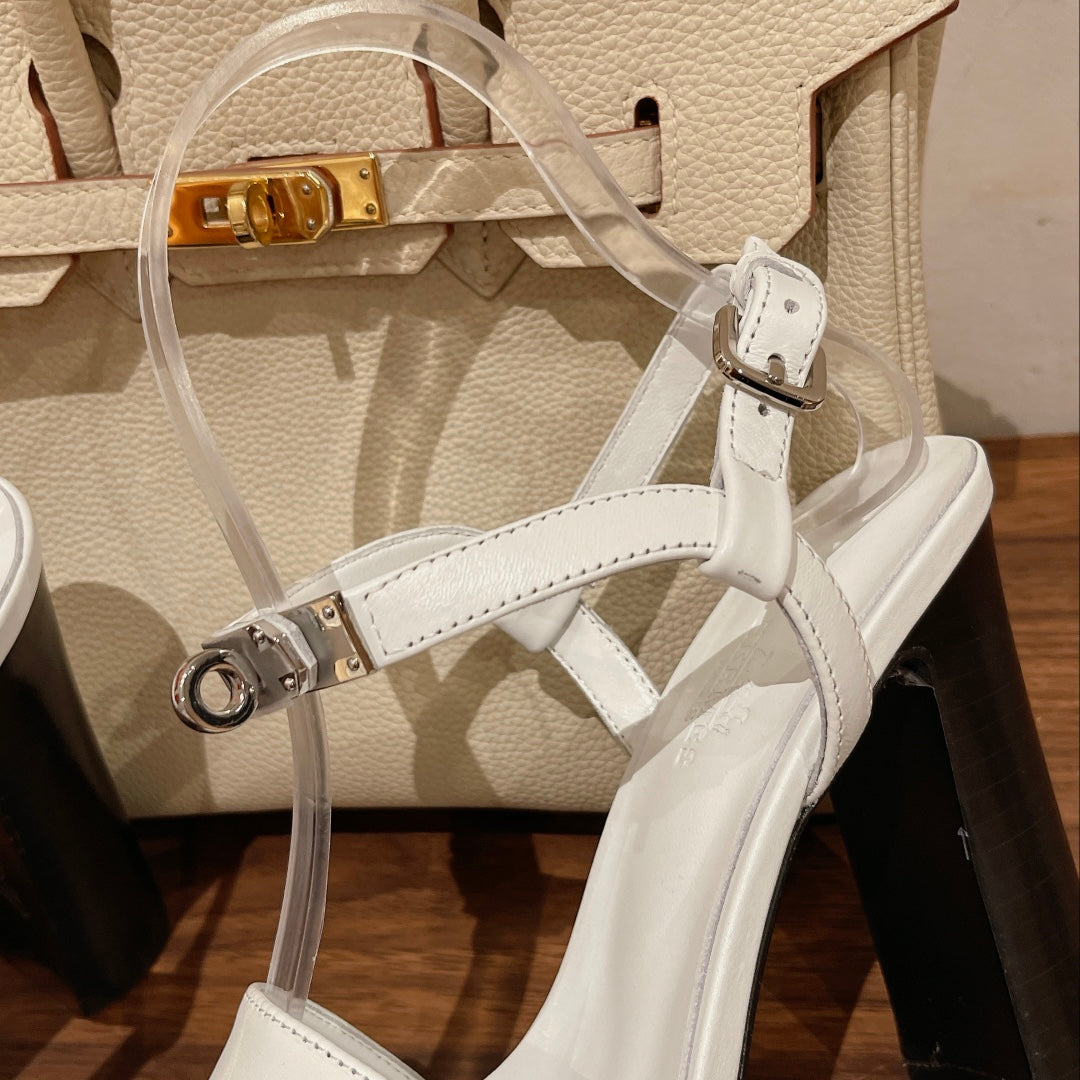 GLAM SANDAL 110 WHITE LAMBSKIN - 35